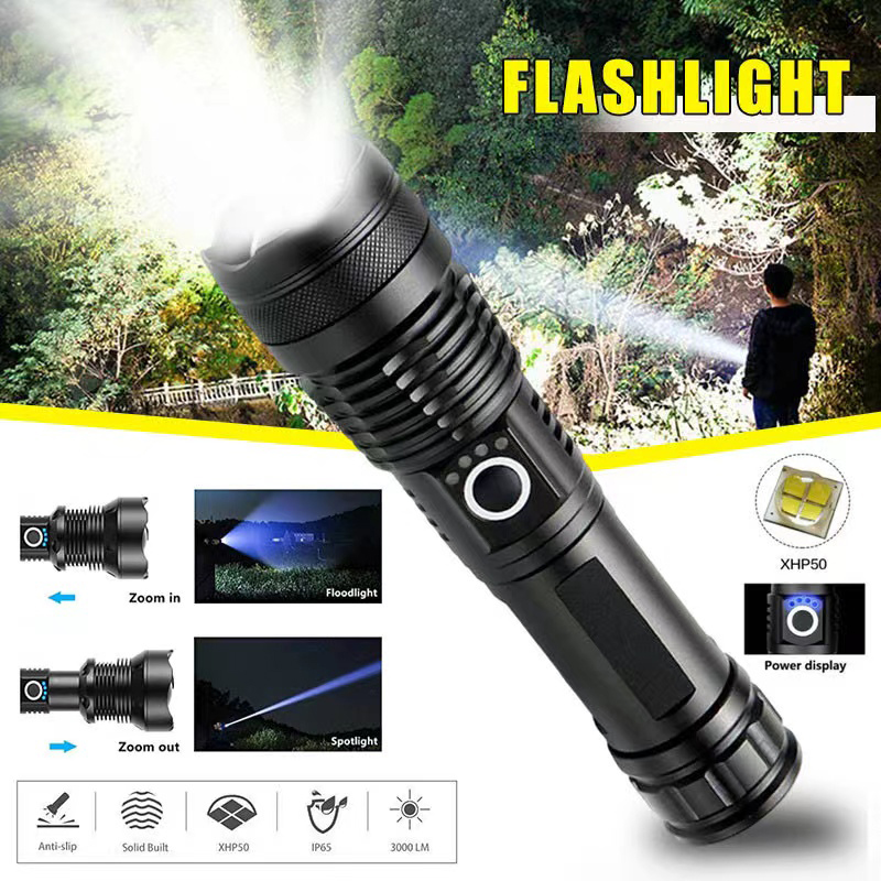 Outdoor Camping Lantern - High Power XHP70 Led Flashlight USB-C