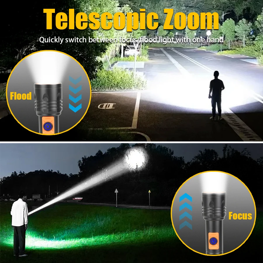 High Power LED Flashlight USB  - đánh giá và giá Outdoor Camping Lantern