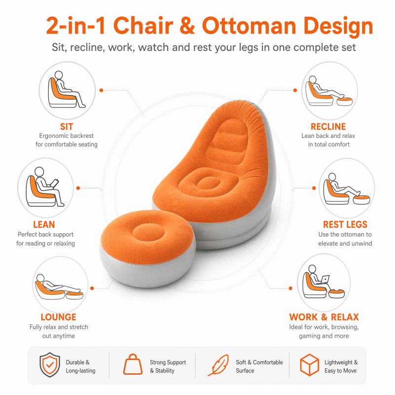 Flocking Inflatable Lazy Sofa  - đánh giá và giá Outdoor Indoor Camping