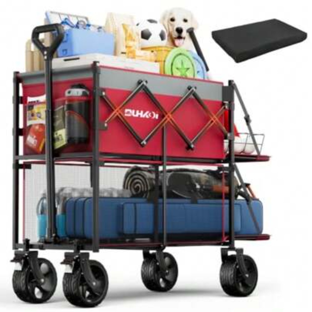2-Tier Foldable Wagon Cart wit - đánh giá và giá Outdoor Camping Gear