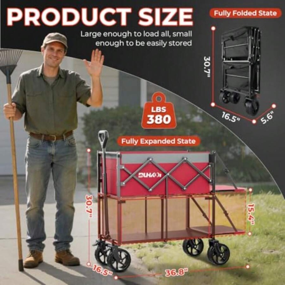 2-Tier Foldable Wagon Cart wit - đánh giá và giá Outdoor Camping Gear