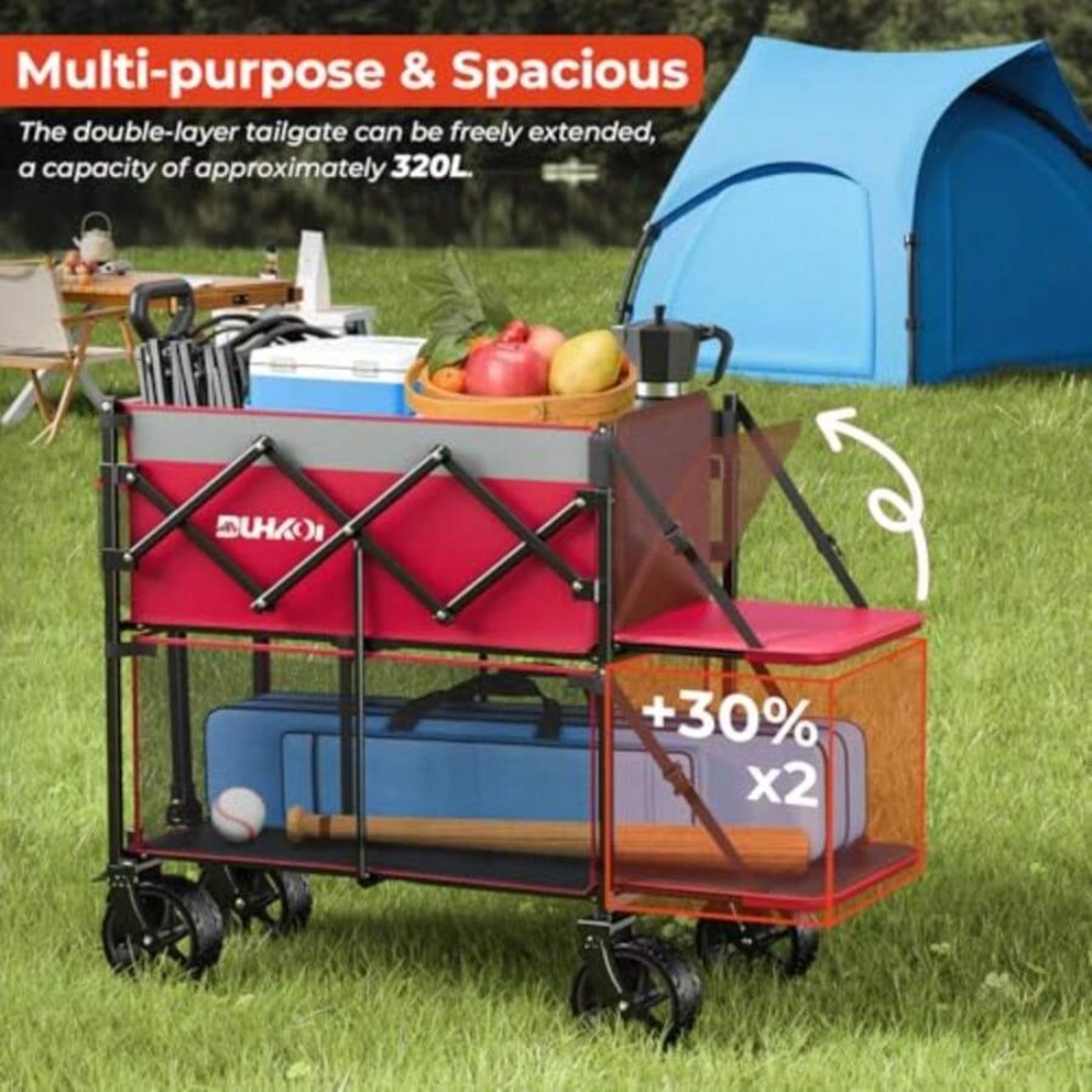 2-Tier Foldable Wagon Cart wit - đánh giá và giá Outdoor Camping Gear