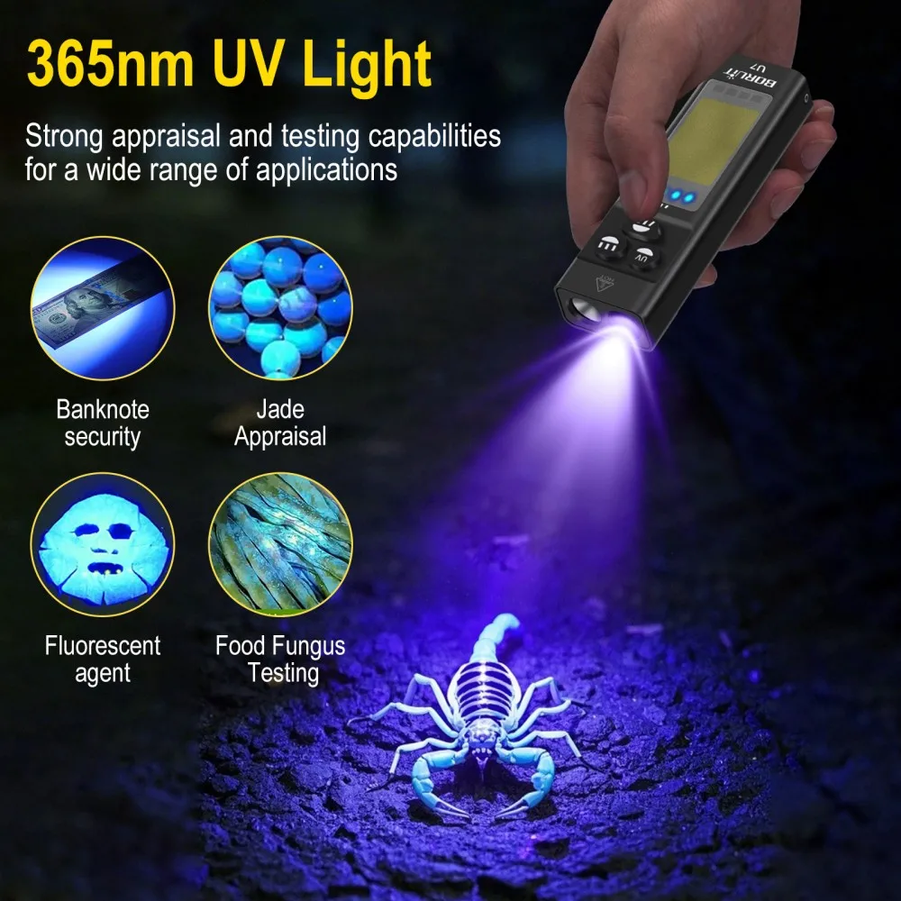 BORUiT U7 UV LED EDC Flashligh - đánh giá và giá Outdoor Camping Lantern