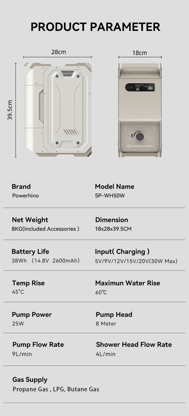 Powerhino Rechargeable 3L Wate - đánh giá và giá Outdoor Camping Shower