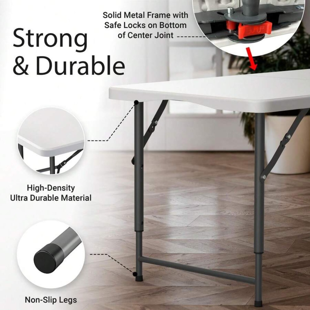 4FT Foldable Table Adjustable  - đánh giá và giá Outdoor Indoor Camping